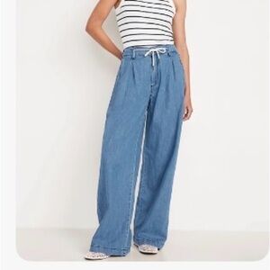 Drapey Draw string wide leg Jeans